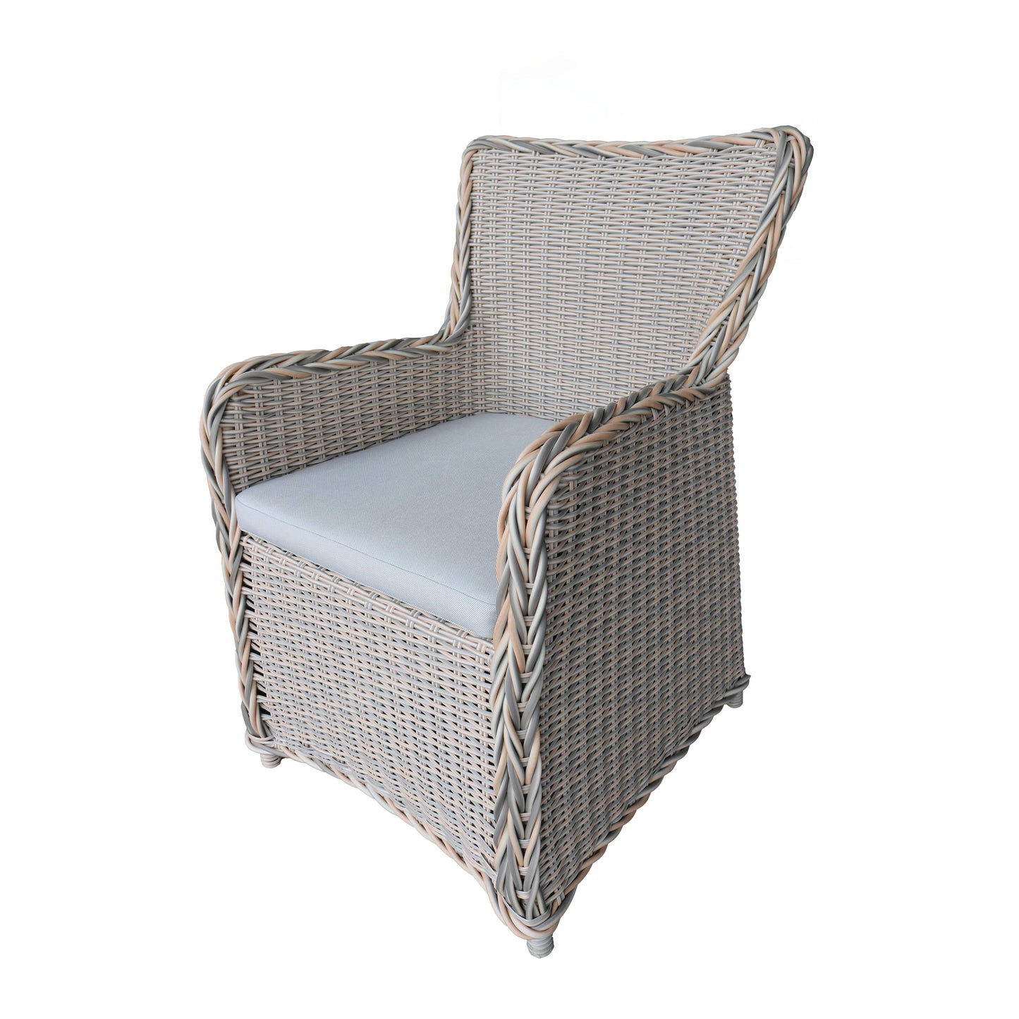 Set da pranzo Teva Furniture Hawaii PE Wicker 3 toni grigio/bianco sporco/beige con cuscino