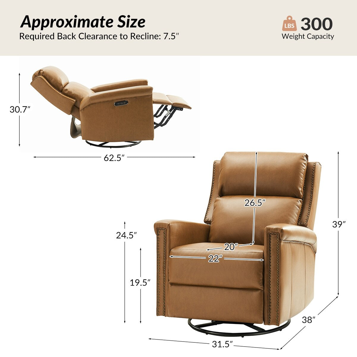 Poltrona reclinabile elettrica tradizionale girevole e a dondolo Tobias di HULALA HOME