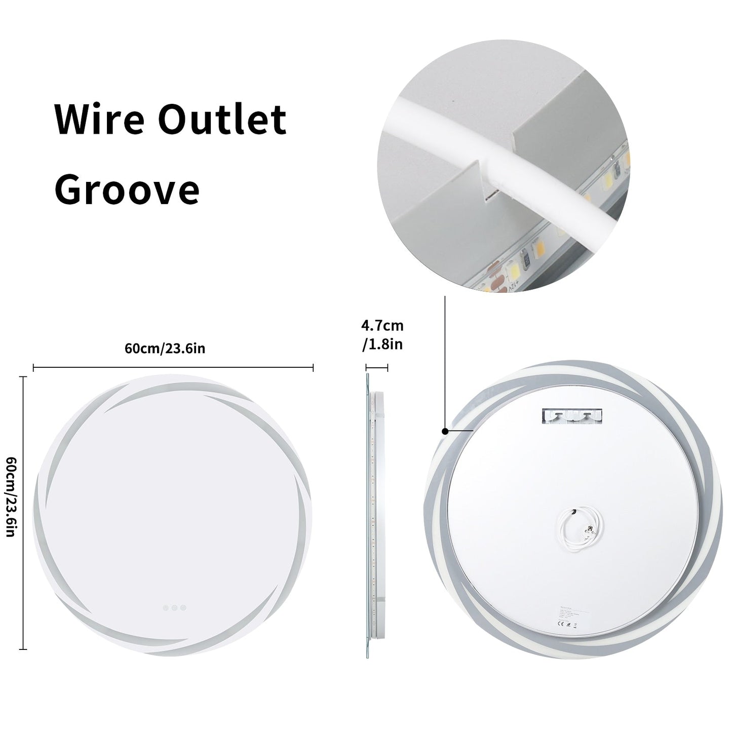 Specchio da bagno unico, grande, retroilluminato a LED, senza sfarfallio