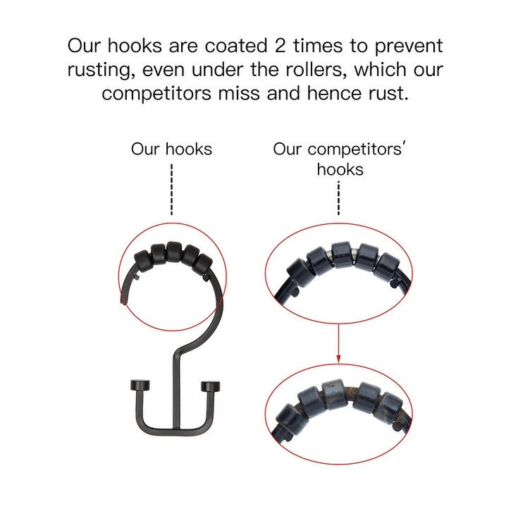 Ganci per tenda da doccia a doppio rullo Utopia Alley Deco Flat, nero opaco - nero opaco