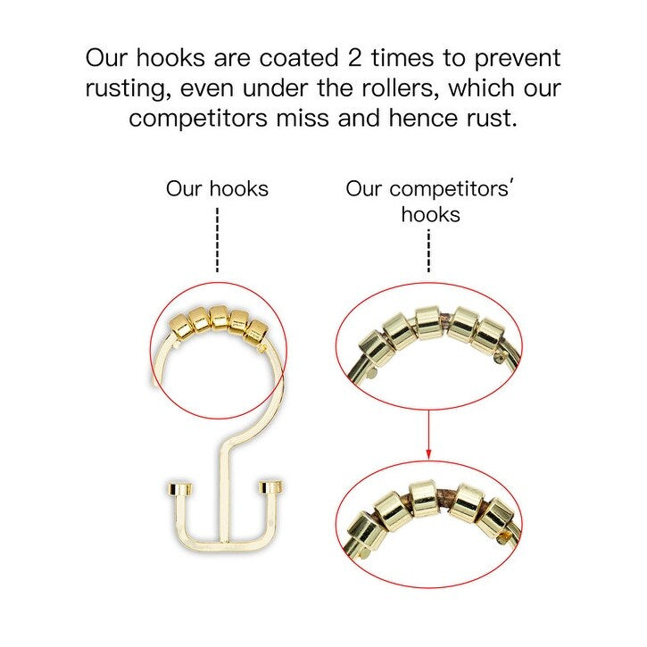 Ganci per tenda da doccia a doppio rullo piatto Utopia Alley Deco, oro