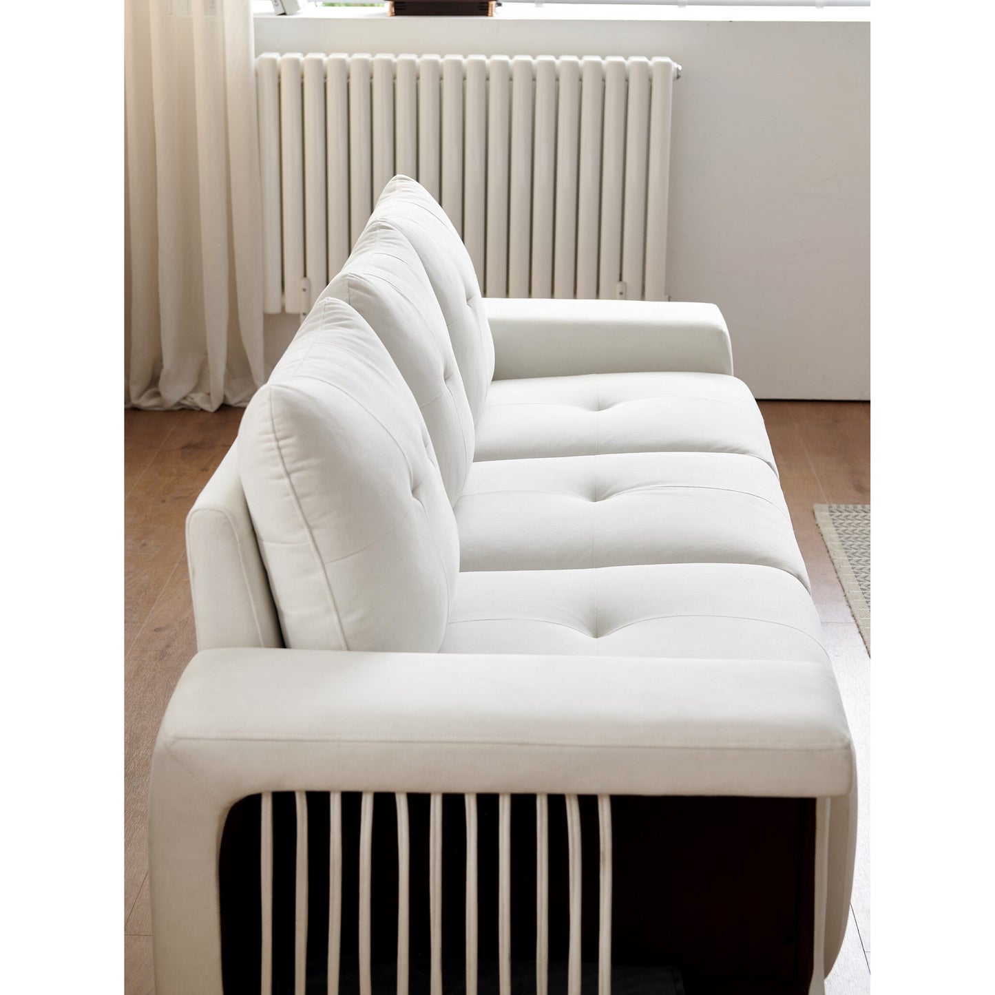 Divano a 3 posti in velluto con tessuto antigraffio per gatti