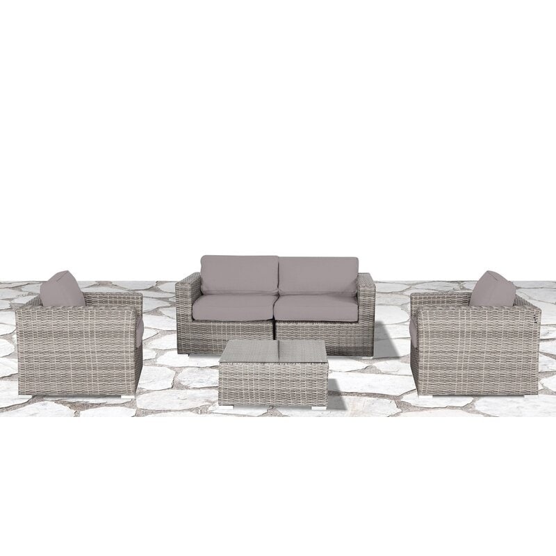 Set di divani da esterno di qualità resort LSI Verona Wicker da 5 pezzi