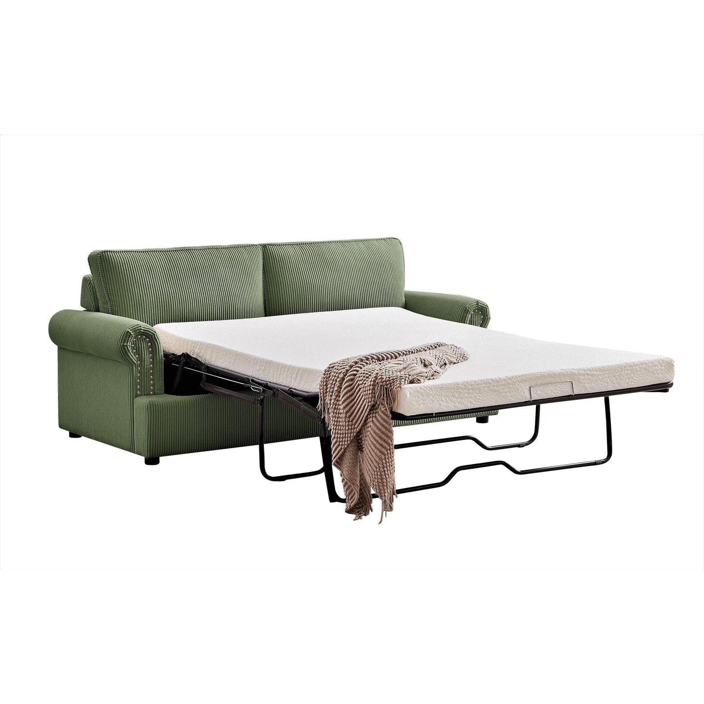 Divano letto Viviana in poliestere con braccioli rotondi da 76 pollici