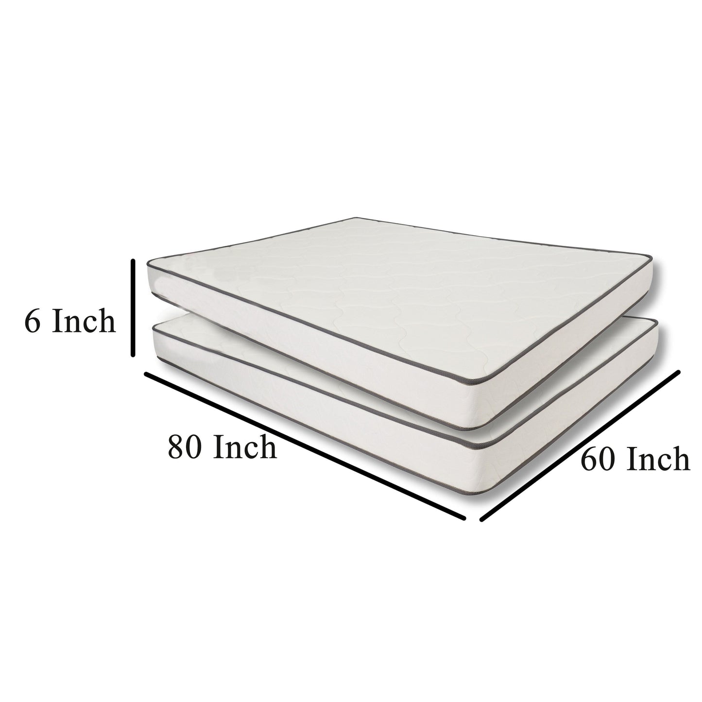 Materasso matrimoniale Vix da 6 pollici, set da 2, in morbida schiuma PU, molle insacchettate