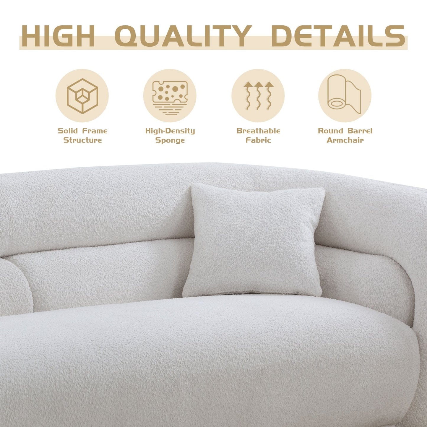 Divano curvo imbottito moderno contemporaneo 91 con 2 cuscini per soggiorno