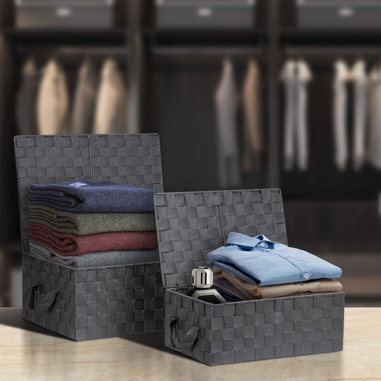 Set di cestini portaoggetti intrecciati - N/D