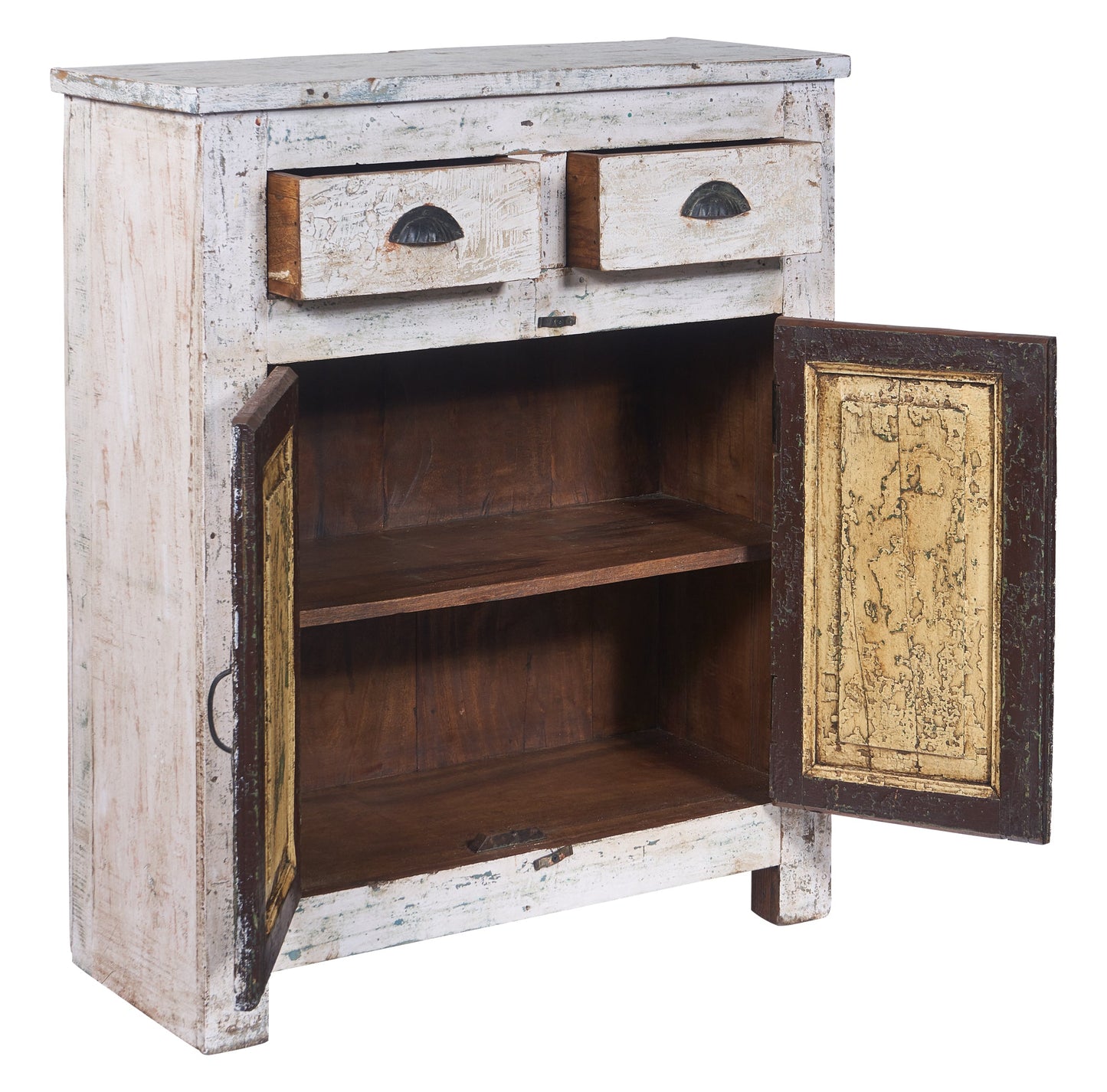 Credenza piccola 2 sportelli in legno sbiancato