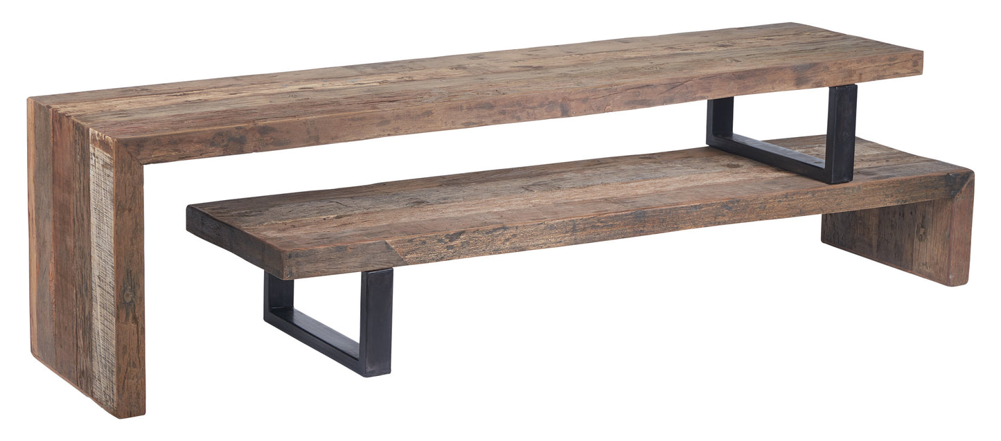 Porta tv componibile in legno di recupero e metallo