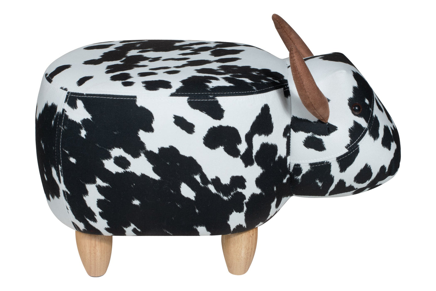 Pouf imbottito in tessuto e legno - toro