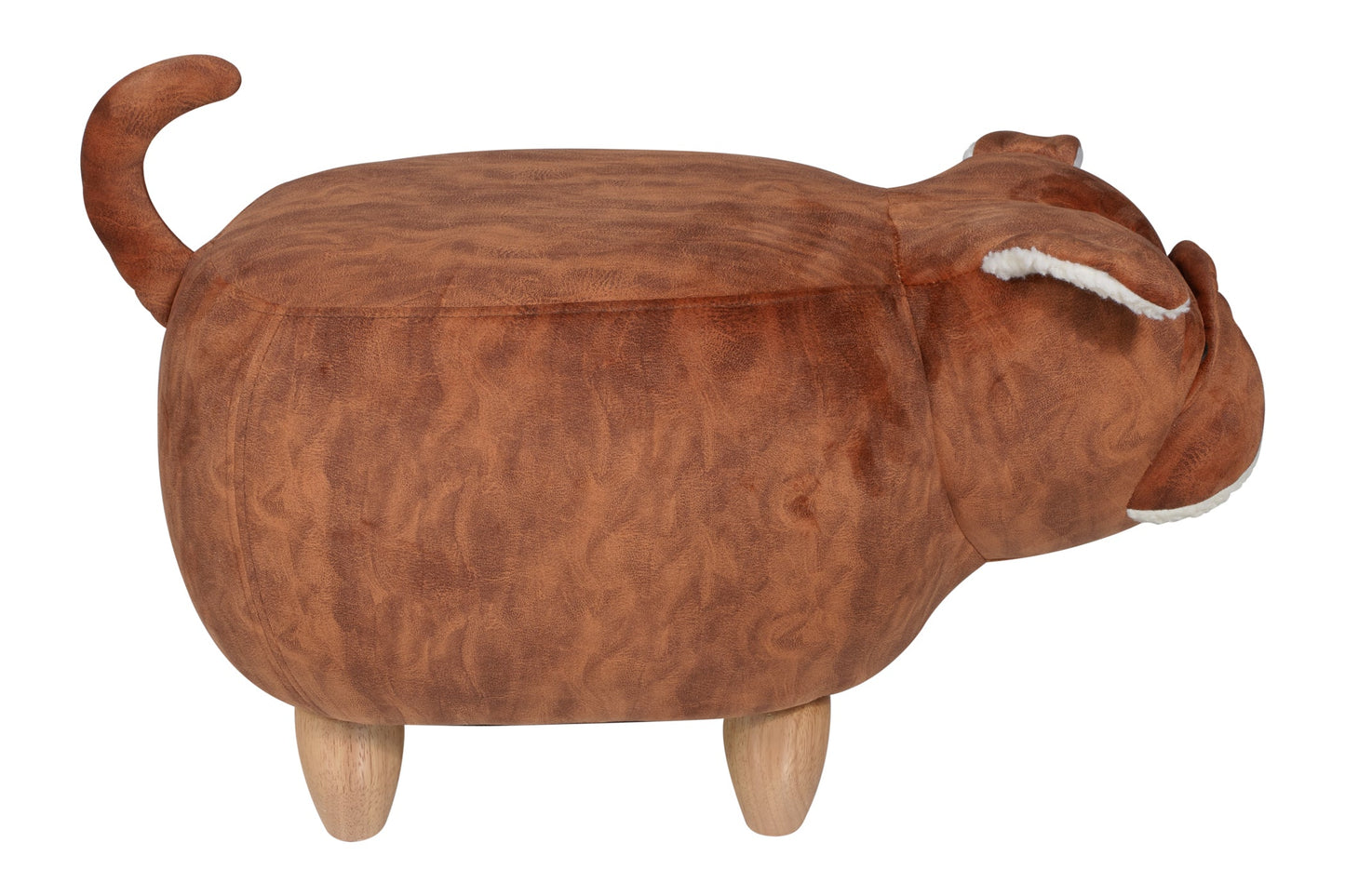 Pouf imbottito in alcantara e legno - buldog