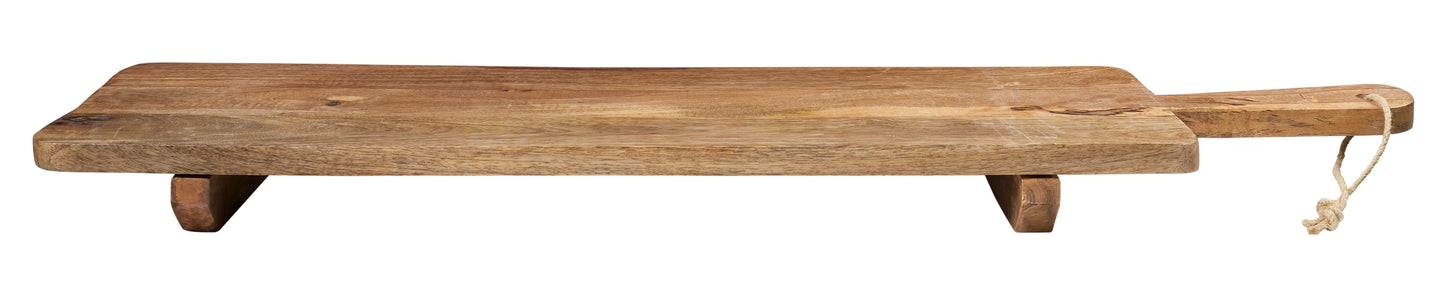 Tagliere rettangolare con piedini e manico in legno - grande