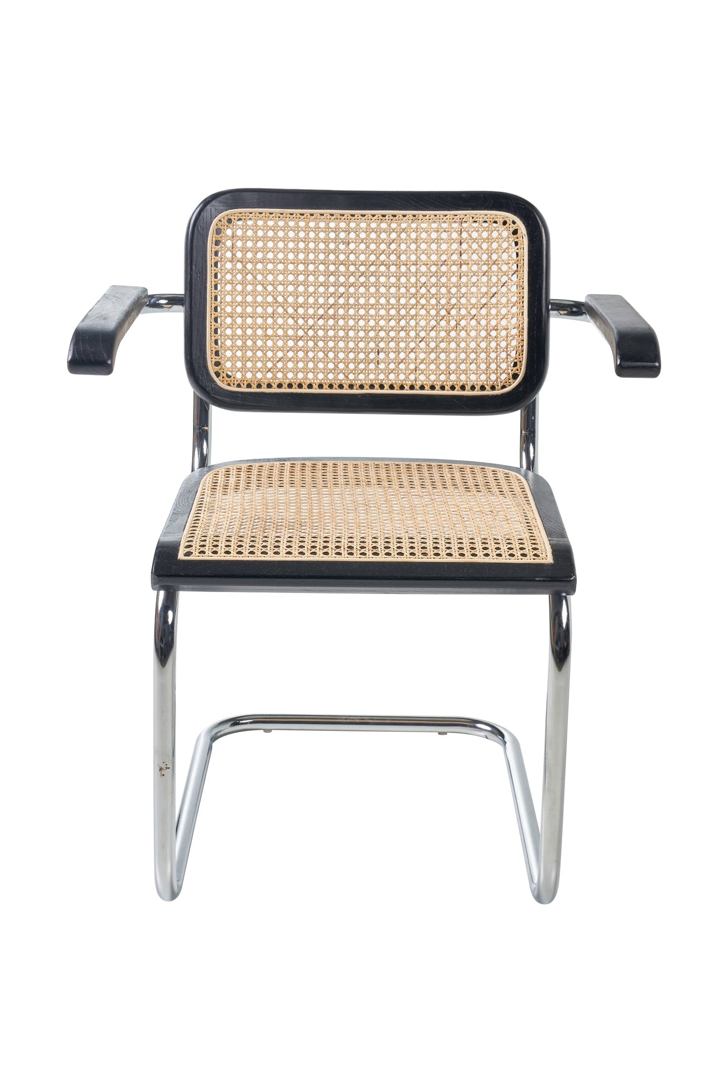 Olimpia - sedia nera in rattan con braccioli