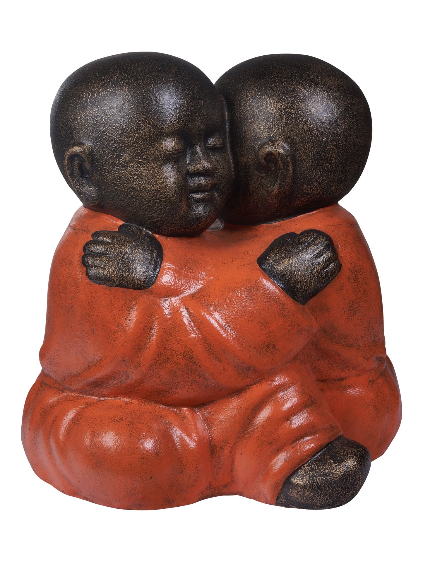 Abbraccio Shaolin in resina arancione