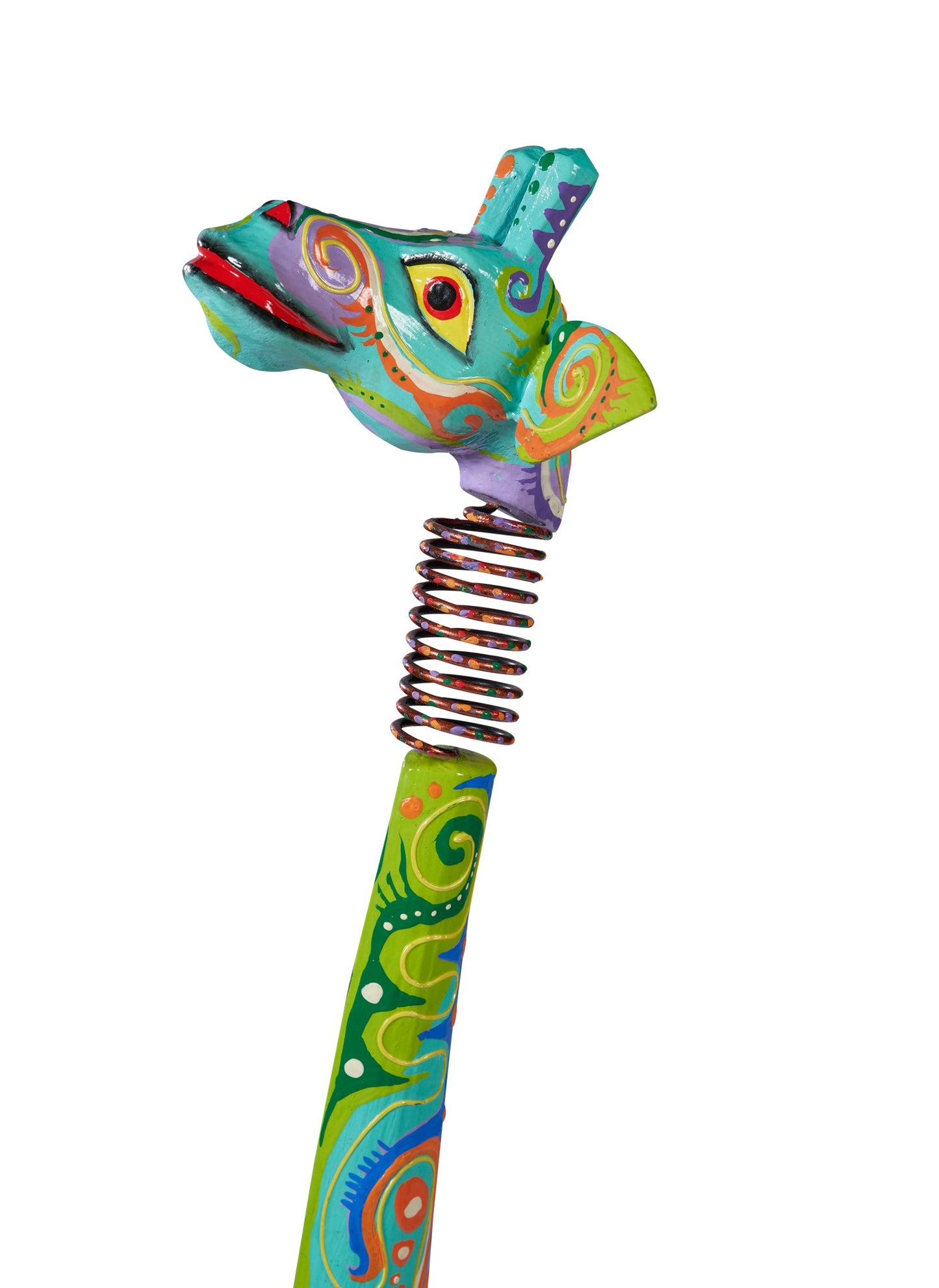 Giraffa alta collo molleggiato decoro in legno turchese