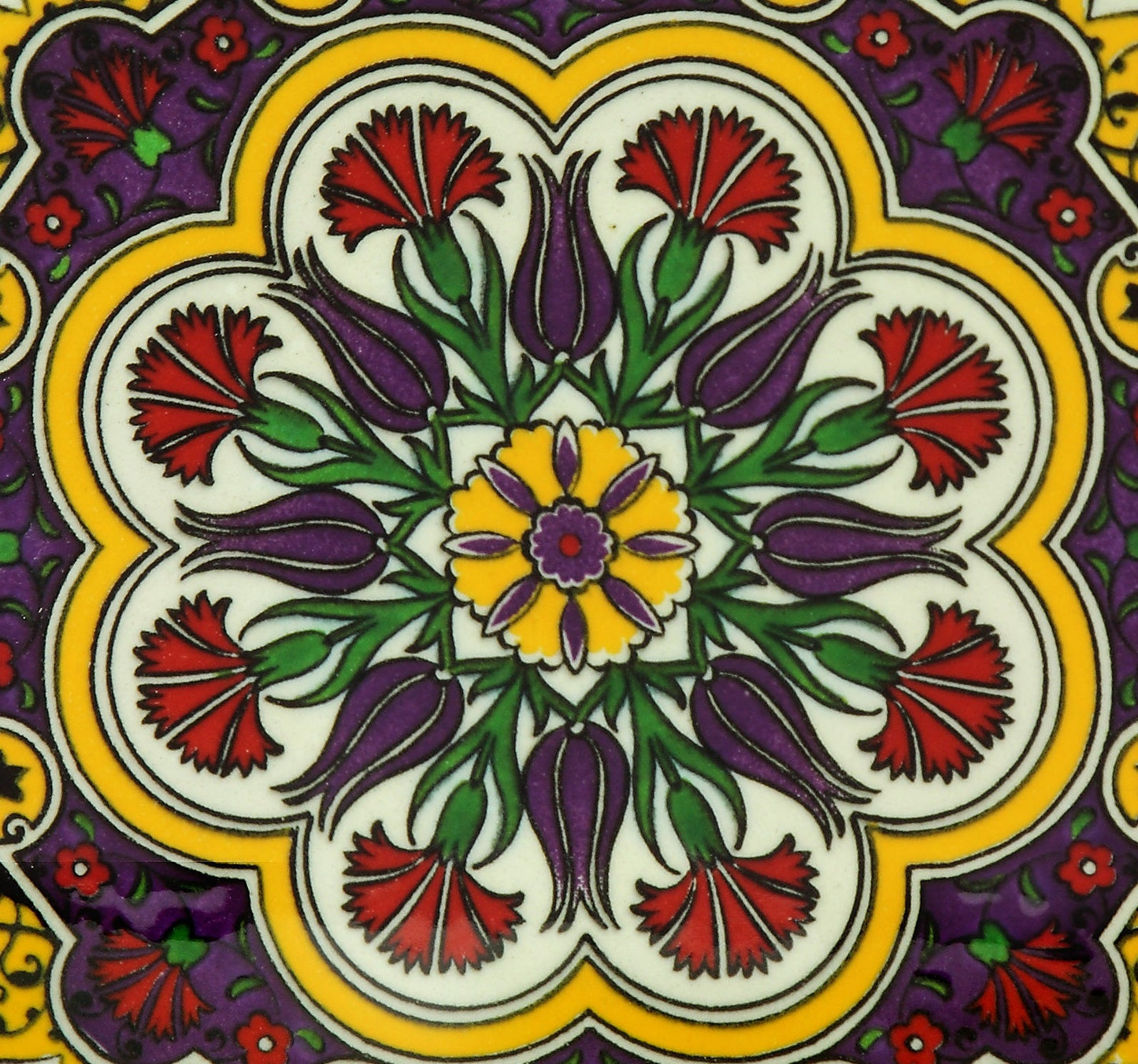 Sottopentola smerlato decoro a mano in ceramica