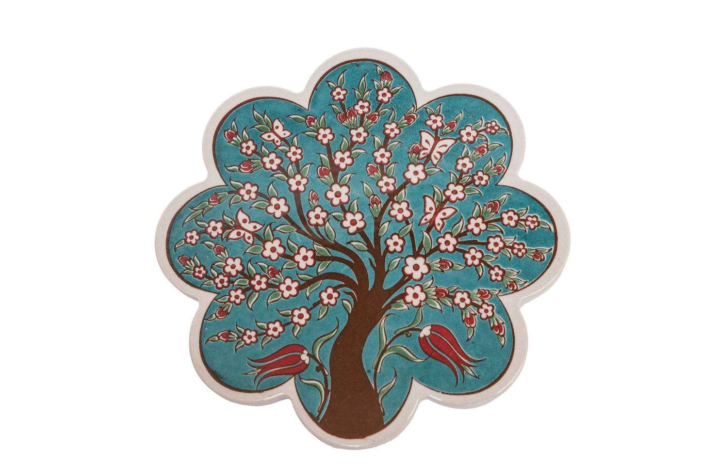 Sottopentola smerlato decoro a mano in ceramica