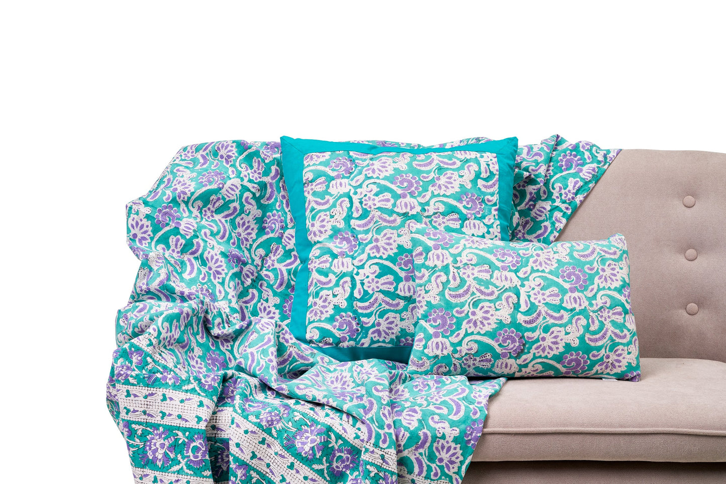 Ostuni - mezzero doppio decoro celeste in cotone - 270x270