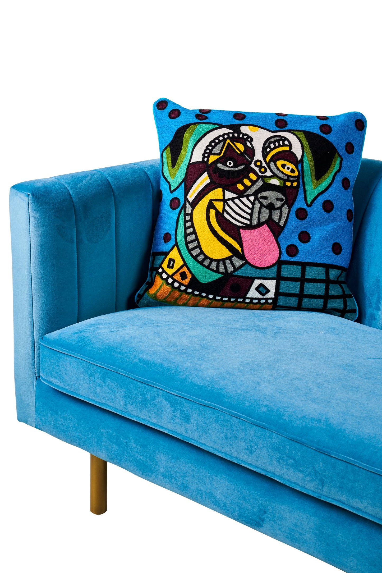 Ricamo - cuscino pop art happy dog