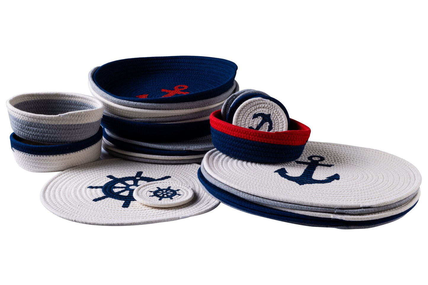 Sapore Di Mare - Cestino Pane Ovale Bianco Bordo Blu