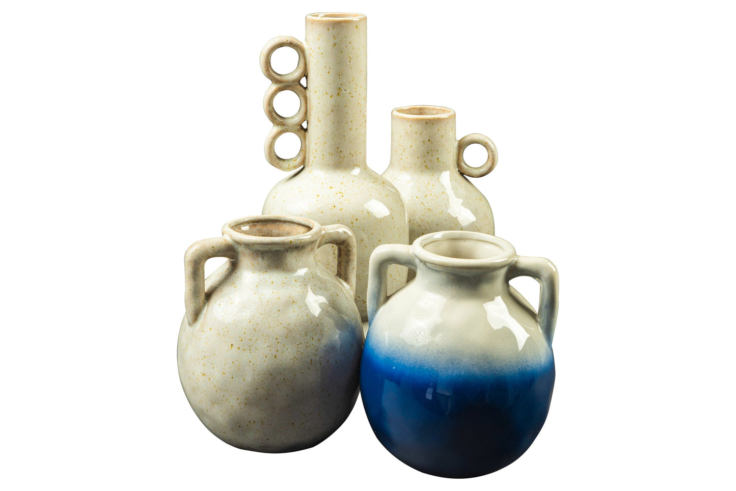 Jarron - Anfora Con 2 Manici Antic Crema Sfumata Blu