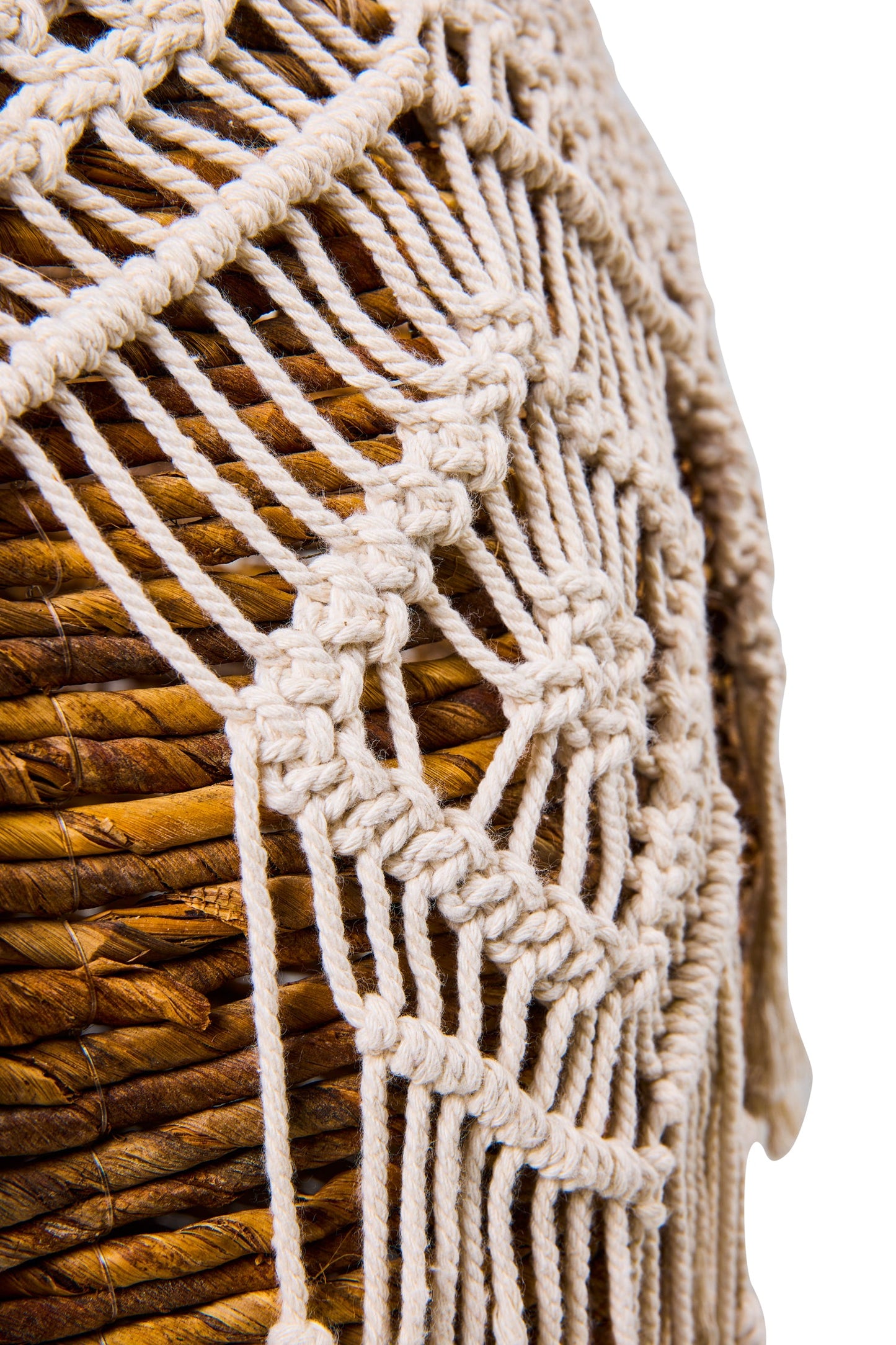 Gipsy - Cesta con 2 Manici Porta Piante in Seegrass e Macrame