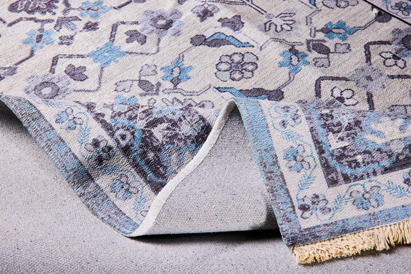 Tappeto 140X200 Stampa Vintage Su Tonalita Blu