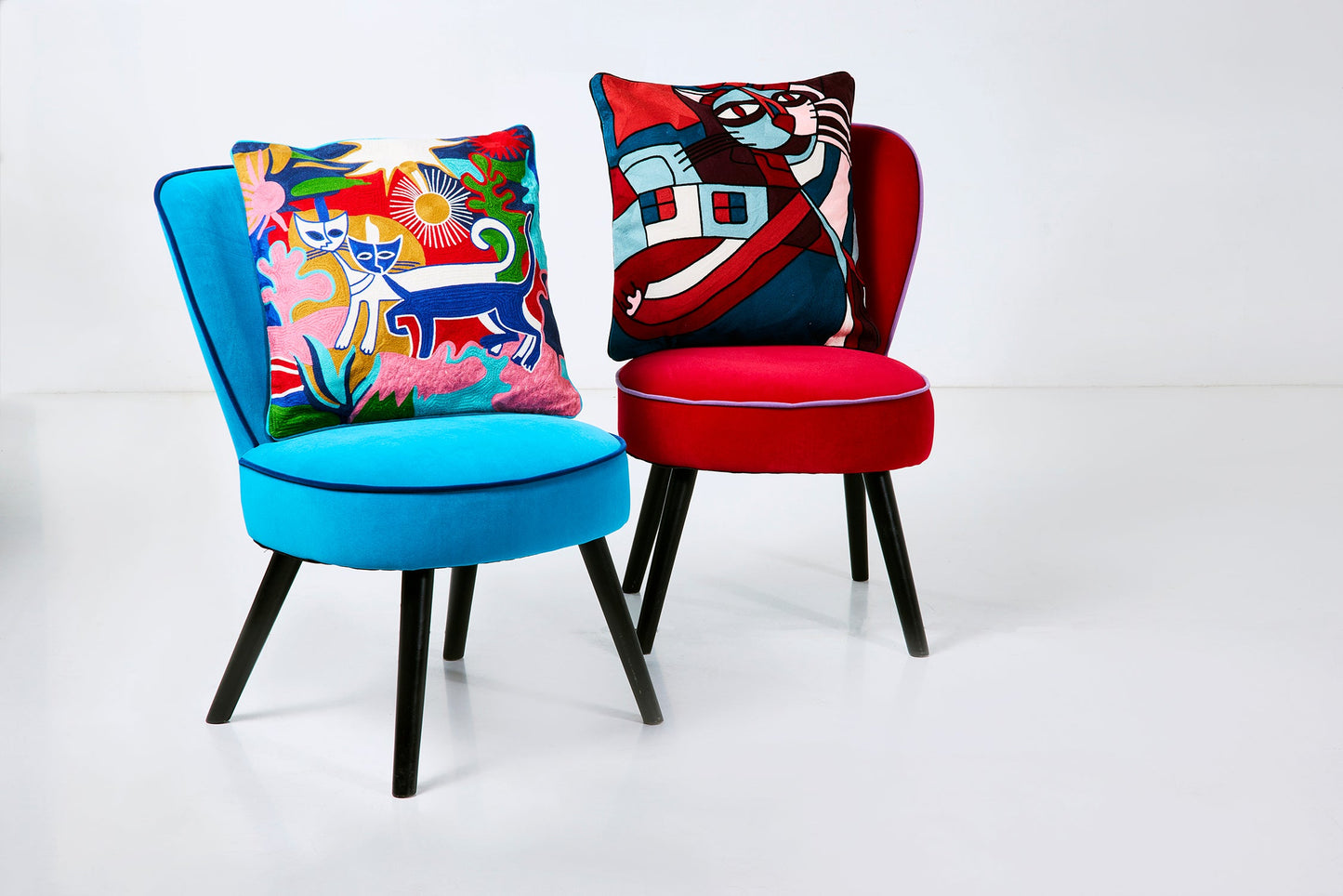 Ricamo - Cuscino Cat On The Roof