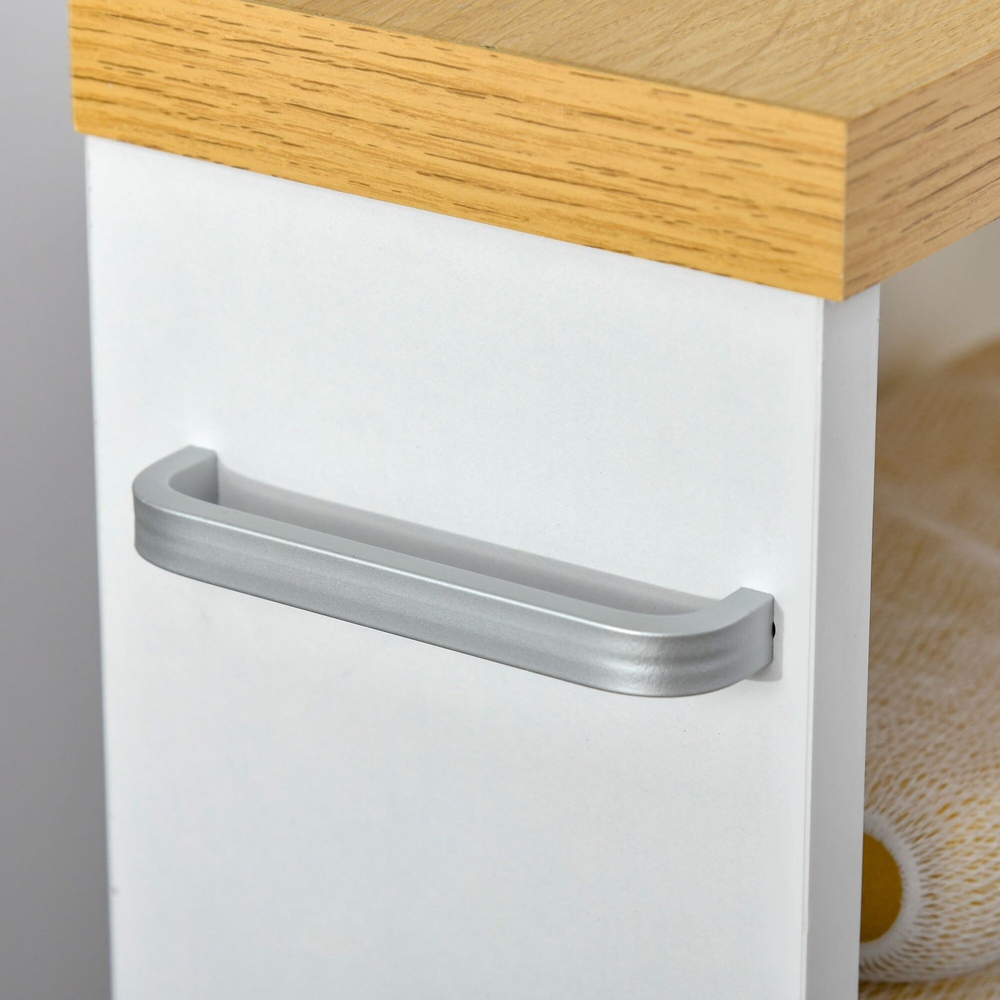 kleankin Mobiletto da bagno sottile con ruote girevoli, organizer portaoggetti e ripiani in legno per adattarsi a piccoli spazi, bianco