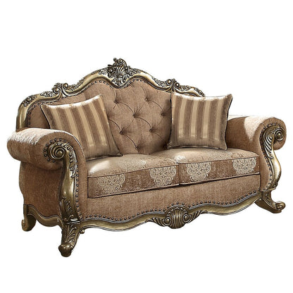 0 Divano a due posti capitonné con bottoni in rovere vintage