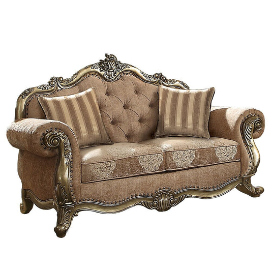 0 Divano a due posti capitonné con bottoni in rovere vintage