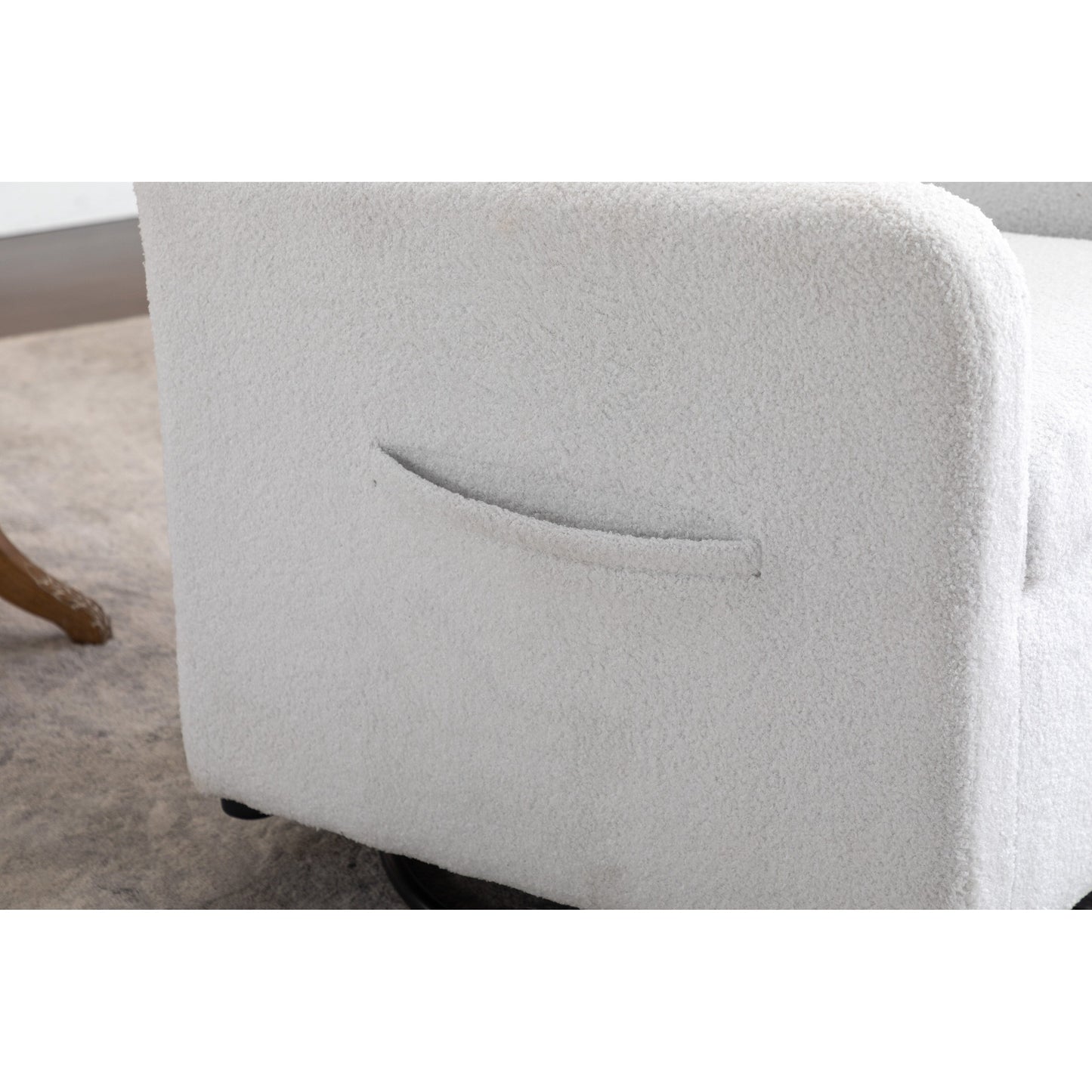 022-Sedia a dondolo girevole in tessuto di lino con tasca Gilder