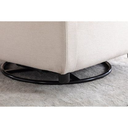 022-Sedia a dondolo girevole in tessuto di lino con tasca Gilder