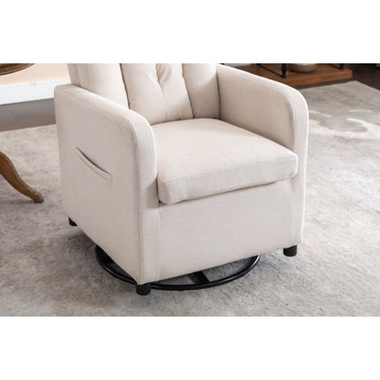 022-Sedia a dondolo girevole in tessuto di lino con tasca Gilder