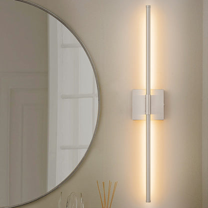 Applique da parete moderna a striscia lineare lunga nera/oro/nichel, dimmerabile, con luce LED per il bagno