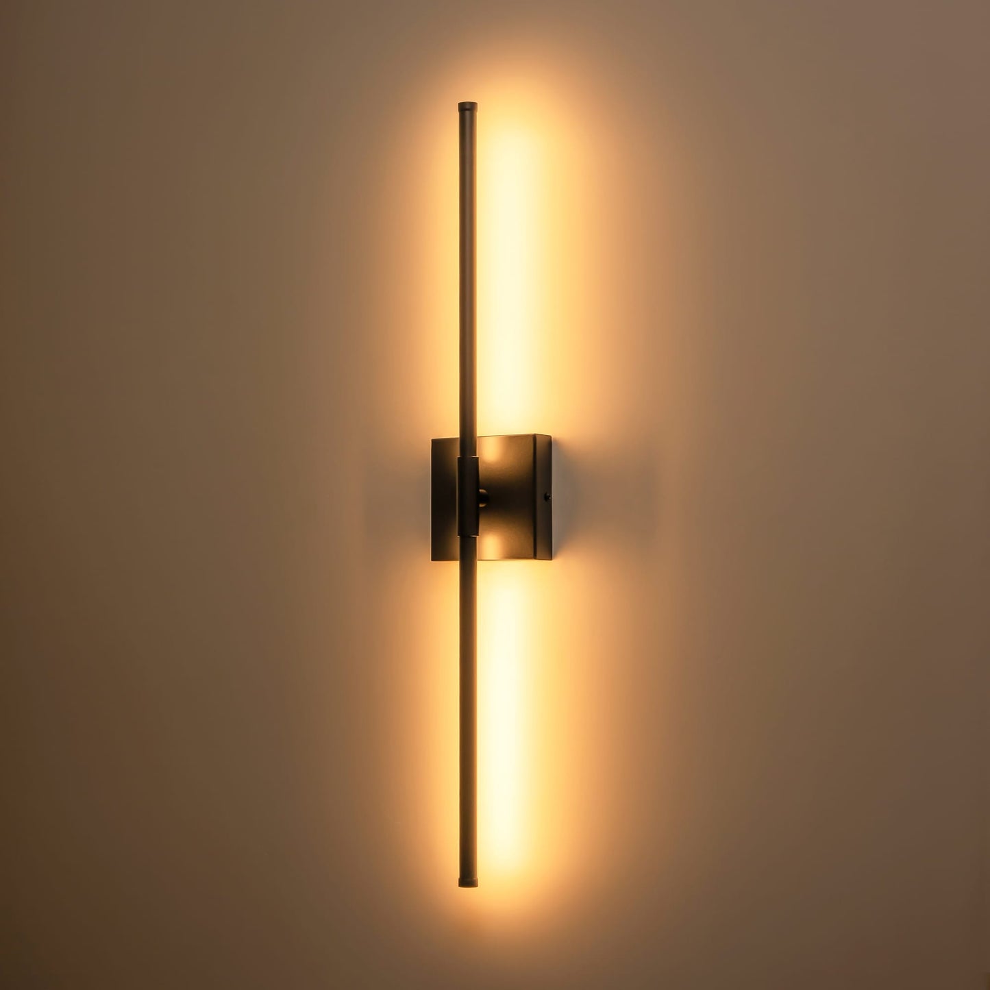 Applique da parete moderna a striscia lineare lunga nera/oro/nichel, dimmerabile, con luce LED per il bagno