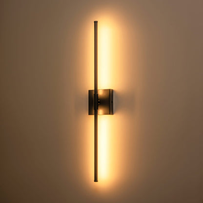 Applique da parete moderna a striscia lineare lunga nera/oro/nichel, dimmerabile, con luce LED per il bagno