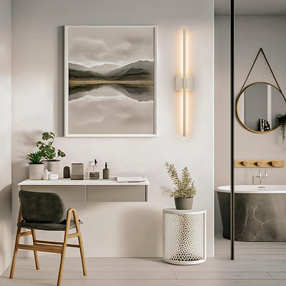 Applique da parete moderna a striscia lineare lunga nera/oro/nichel, dimmerabile, con luce LED per il bagno