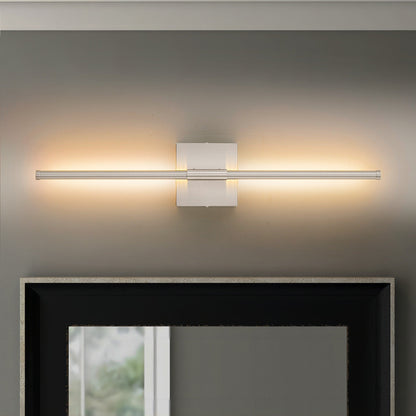 Applique da parete moderna a striscia lineare lunga nera/oro/nichel, dimmerabile, con luce LED per il bagno