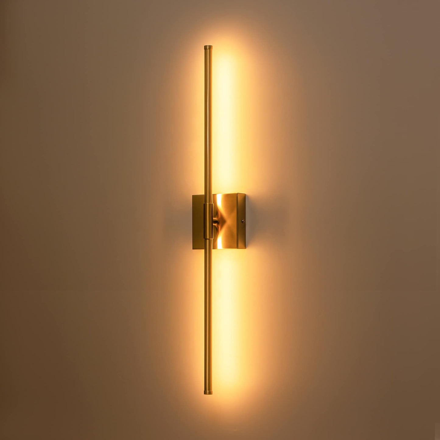 Applique da parete moderna a striscia lineare lunga nera/oro/nichel, dimmerabile, con luce LED per il bagno