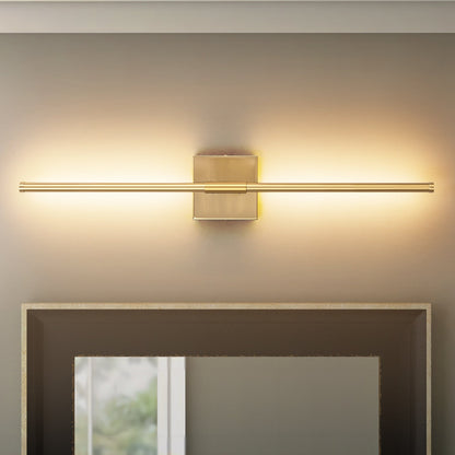 Applique da parete moderna a striscia lineare lunga nera/oro/nichel, dimmerabile, con luce LED per il bagno