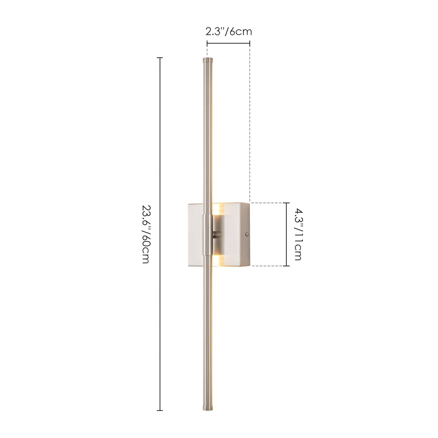 Applique da parete moderna a striscia lineare lunga nera/oro/nichel, dimmerabile, con luce LED per il bagno