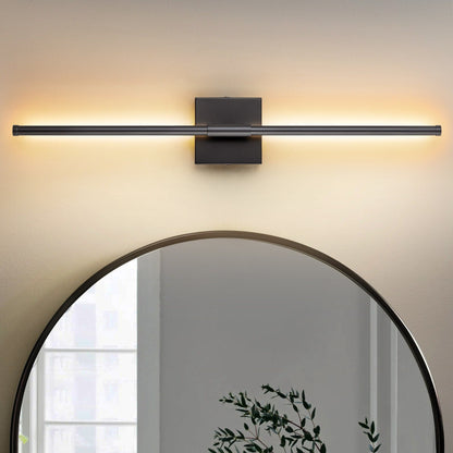 Applique da parete moderna a striscia lineare lunga nera/oro/nichel, dimmerabile, con luce LED per il bagno