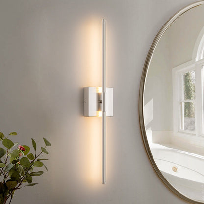 Applique da parete moderna a striscia lineare lunga nera/oro/nichel, dimmerabile, con luce LED per il bagno