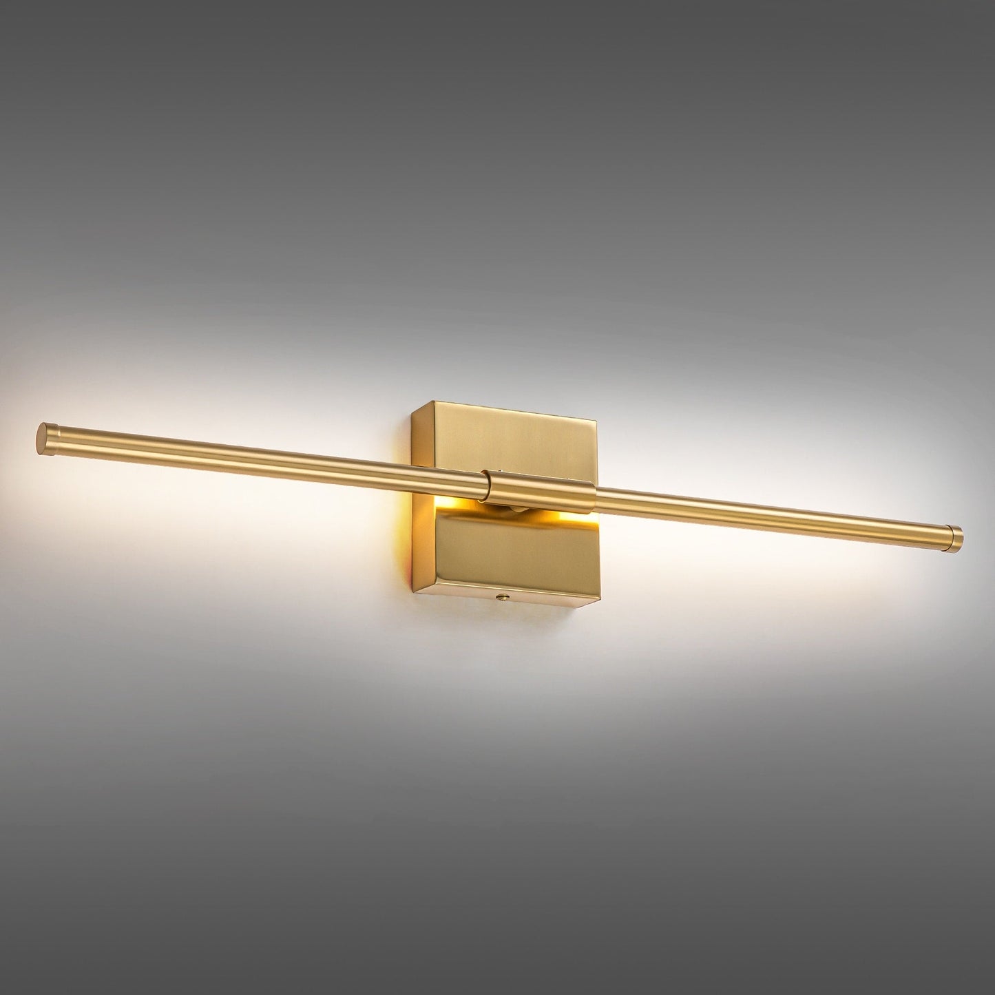 Applique da parete moderna a striscia lineare lunga nera/oro/nichel, dimmerabile, con luce LED per il bagno