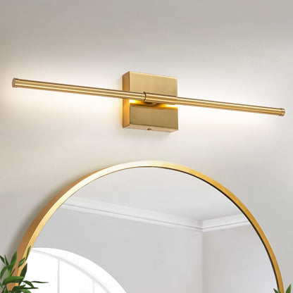 Applique da parete moderna a striscia lineare lunga nera/oro/nichel, dimmerabile, con luce LED per il bagno