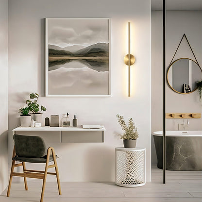 Applique da parete moderna a striscia lineare lunga nera/oro/nichel, dimmerabile, con luce LED per il bagno