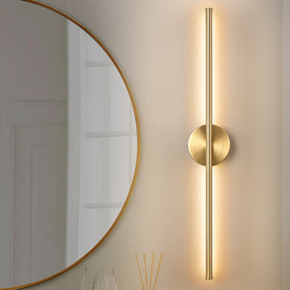 Applique da parete moderna a striscia lineare lunga nera/oro/nichel, dimmerabile, con luce LED per il bagno
