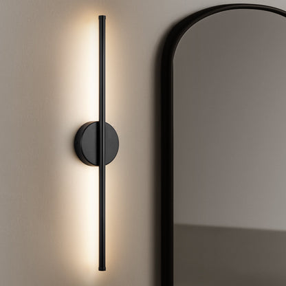 Applique da parete moderna a striscia lineare lunga nera/oro/nichel, dimmerabile, con luce LED per il bagno