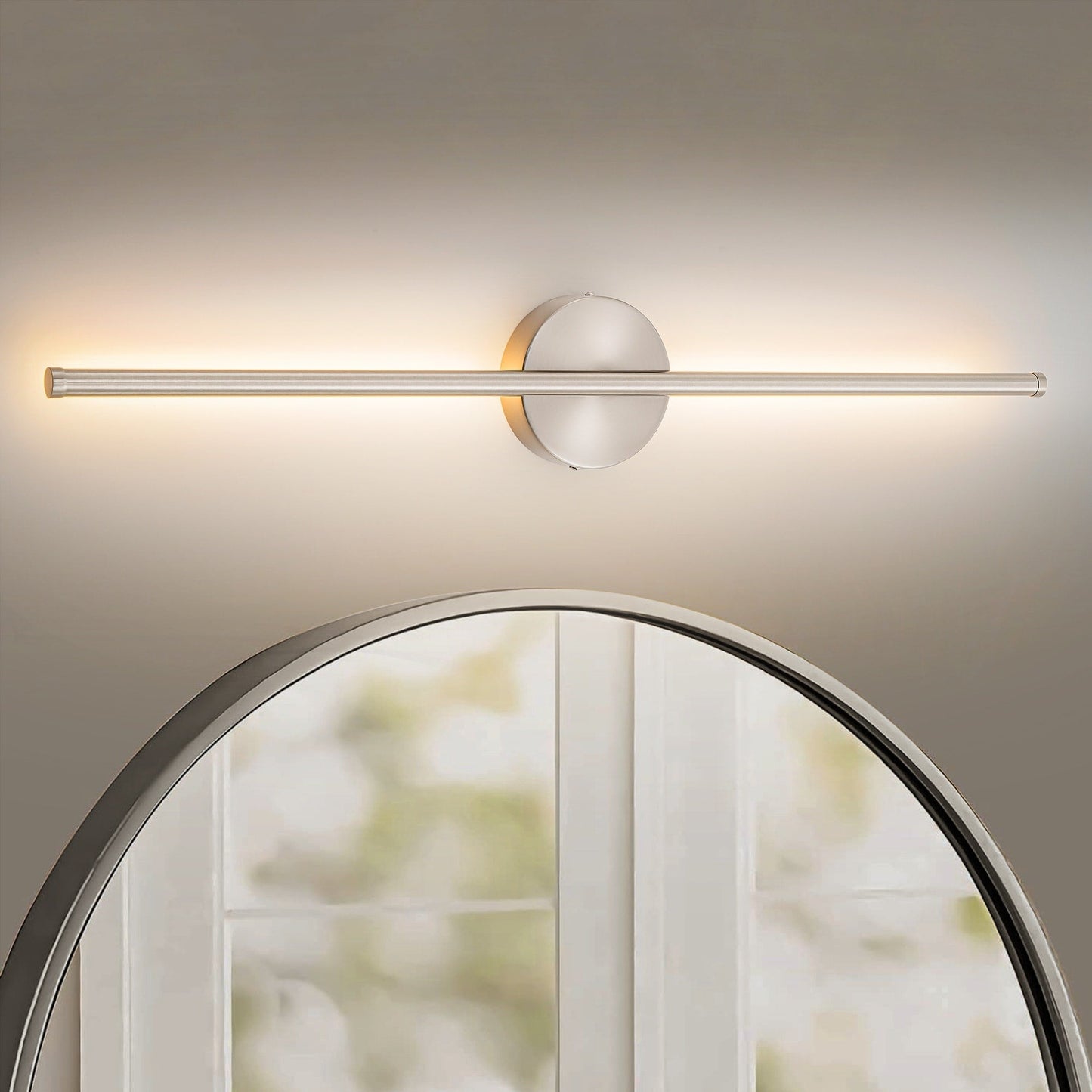 Applique da parete moderna a striscia lineare lunga nera/oro/nichel, dimmerabile, con luce LED per il bagno